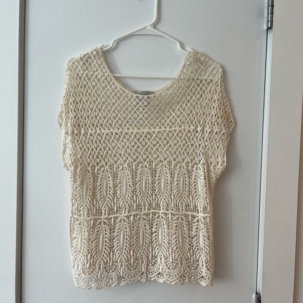 Elegant Cream Crochet Top